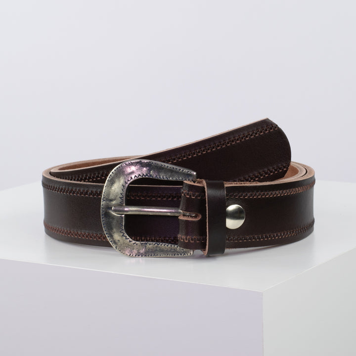 Ledergürtel 4cm mit Schnalle Berlin dunkelbraun Reißverschluss