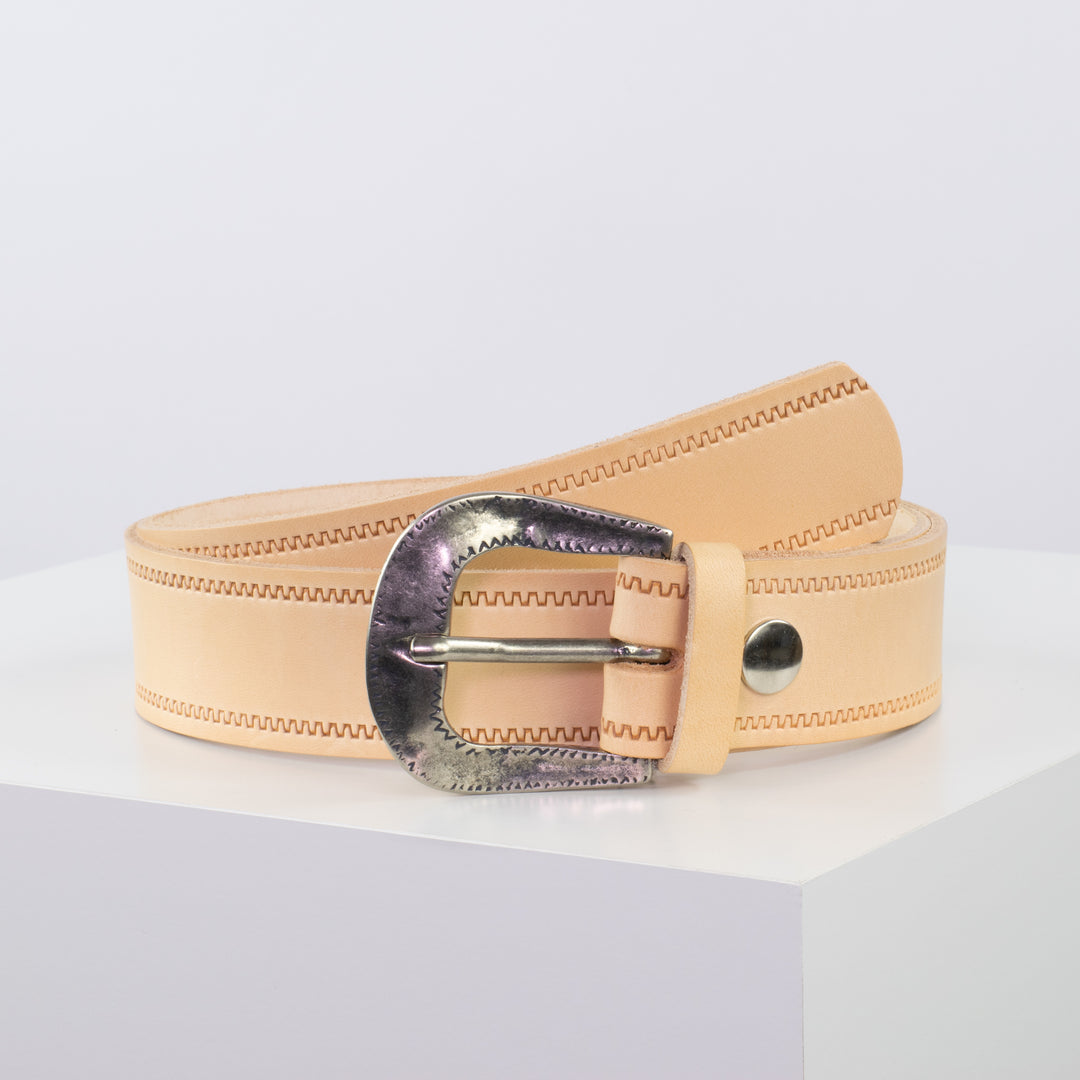 Ledergürtel 4cm mit Schnalle Berlin natur Reißverschluss
