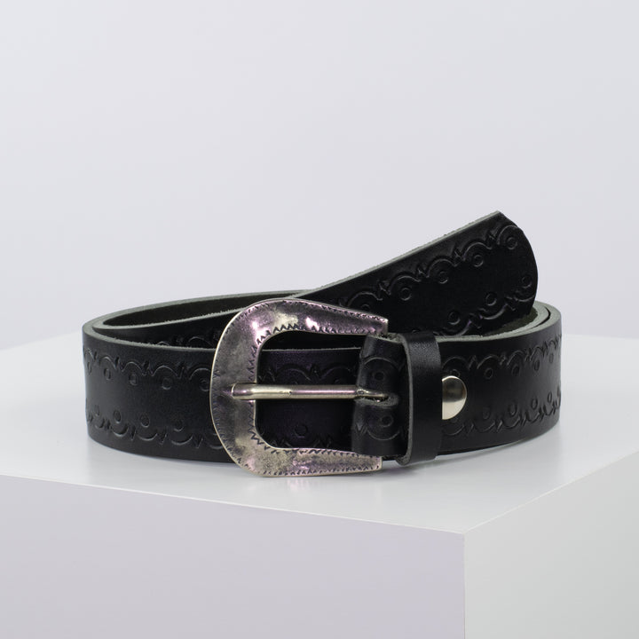 Ledergürtel 4cm mit Schnalle Berlin schwarz Lochwelle
