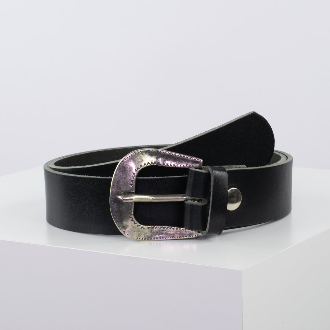 Ledergürtel 4cm mit Schnalle Berlin schwarz ohne Muster
