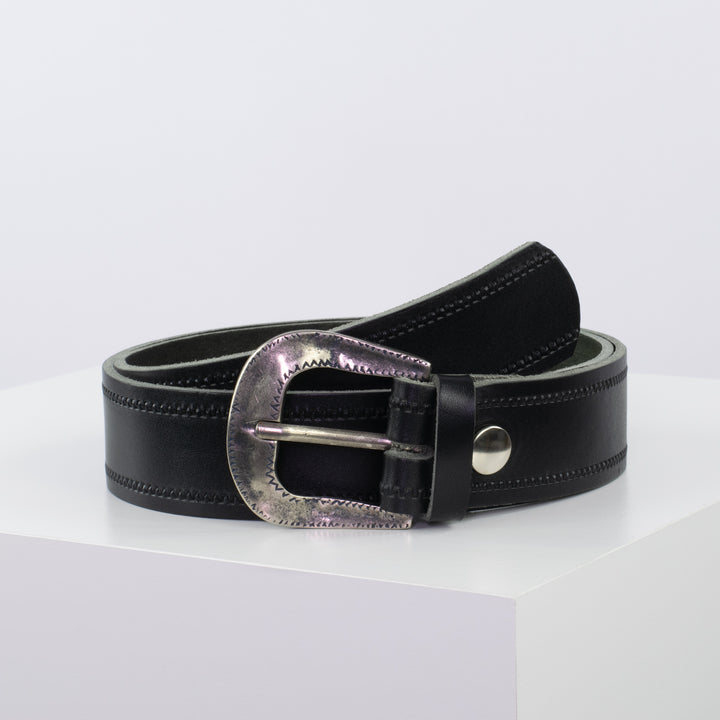 Ledergürtel 4cm mit Schnalle Berlin schwarz Reißverschluss