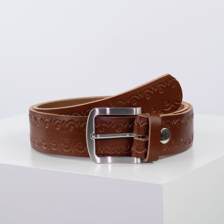 Ledergürtel 4cm mit Schnalle Tokyo cognac Lochwelle