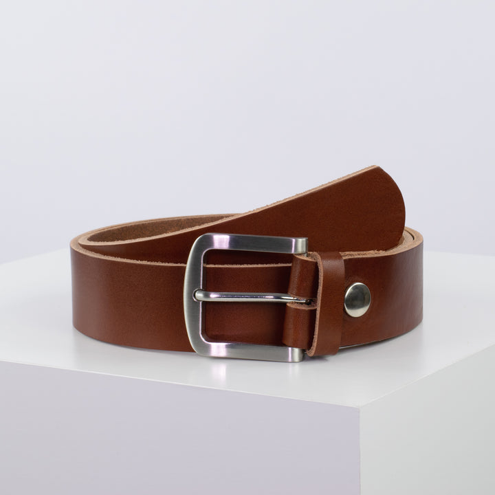 Ledergürtel 4cm mit Schnalle Tokyo cognac ohne Muster