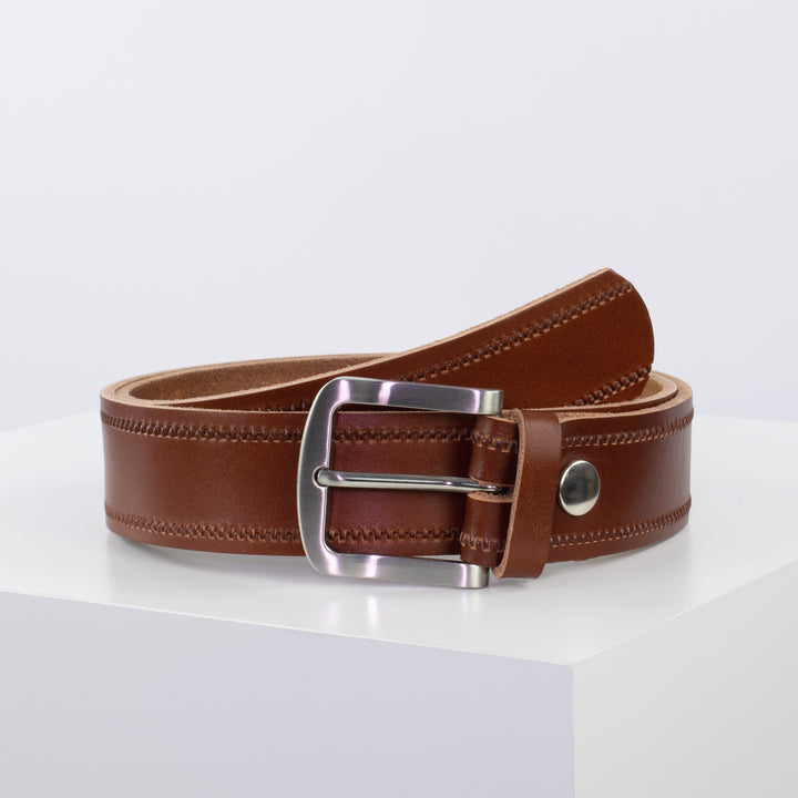 Ledergürtel 4cm mit Schnalle Tokyo cognac Reißverschluss