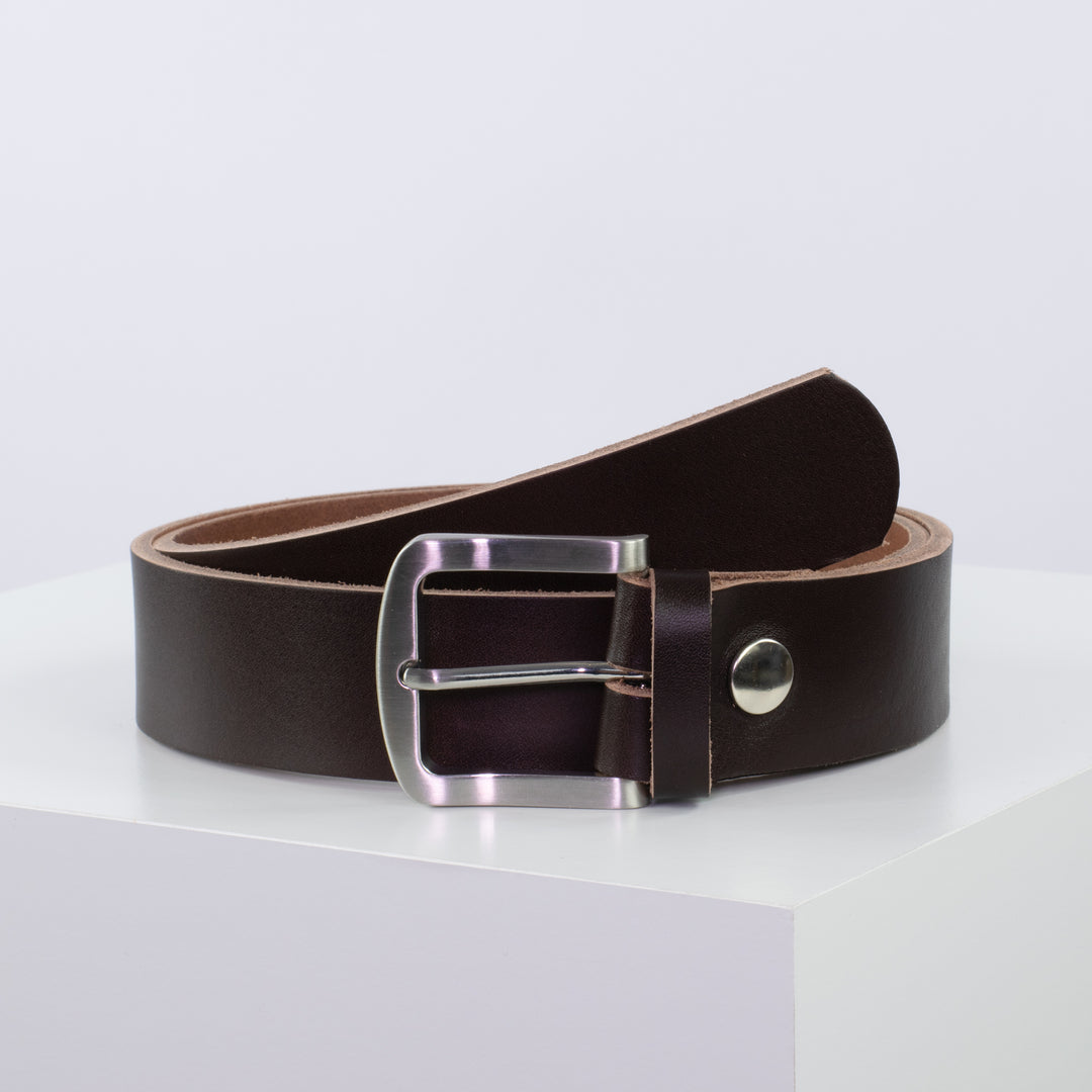 Ledergürtel 4cm mit Schnalle Tokyo dunkelbraun ohne Muster
