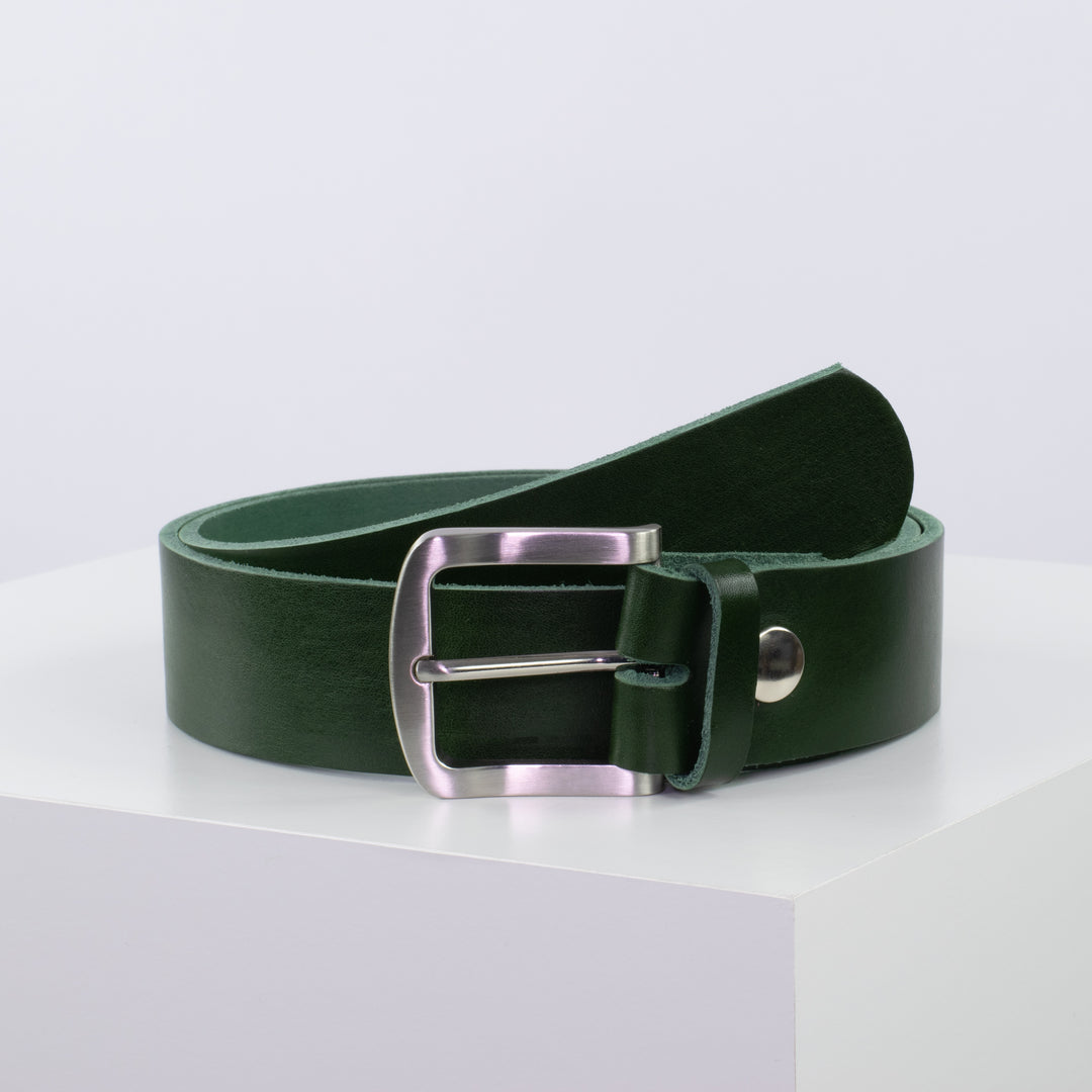 Ledergürtel 4cm mit Schnalle Tokyo grün ohne Muster