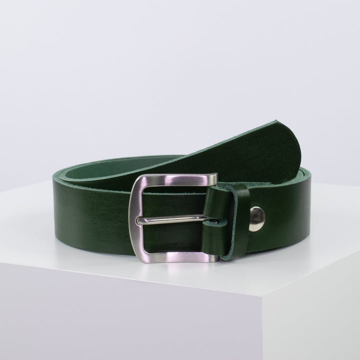 Ledergürtel 4cm mit Schnalle Tokyo grün ohne Muster