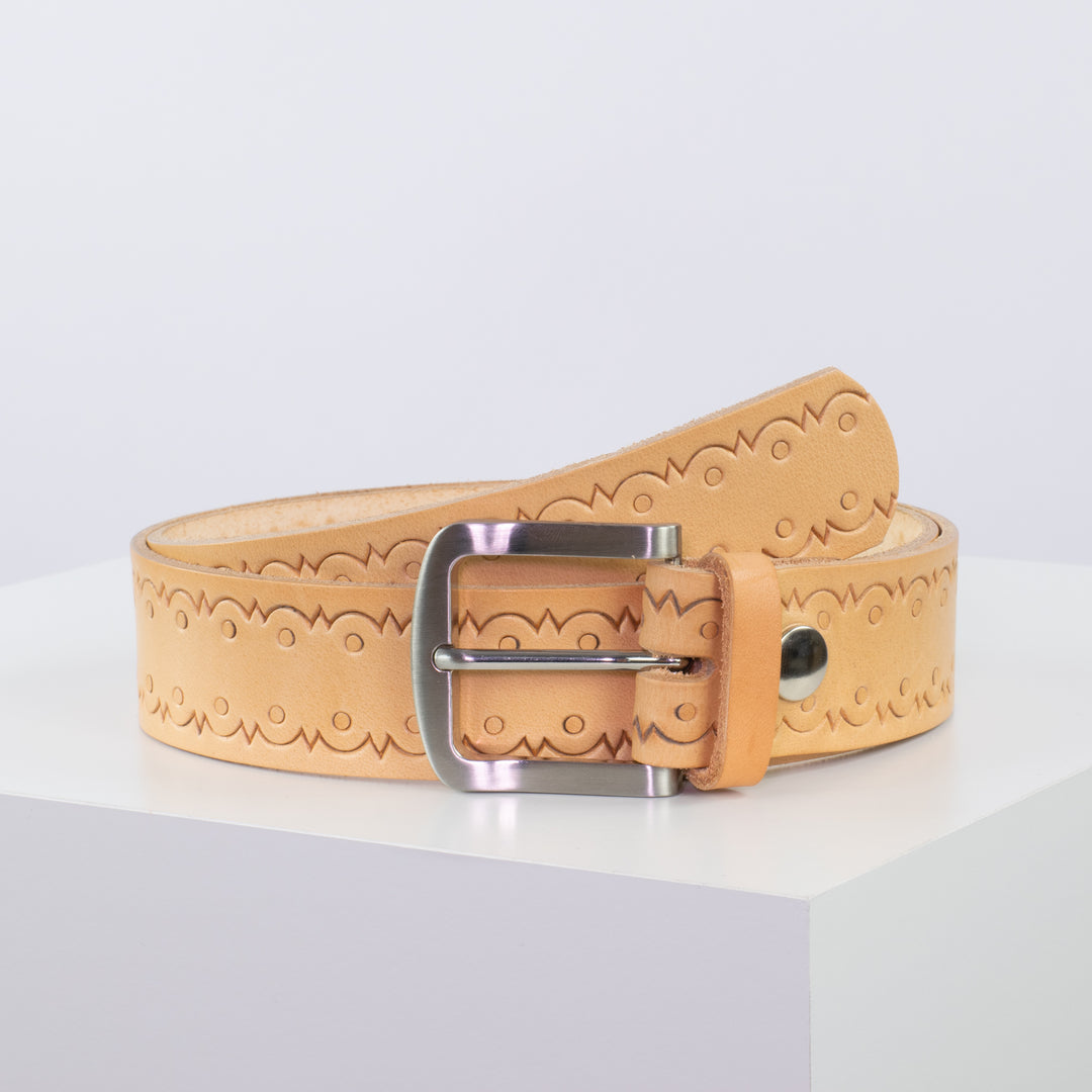 Ledergürtel 4cm mit Schnalle Tokyo natur Lochwelle