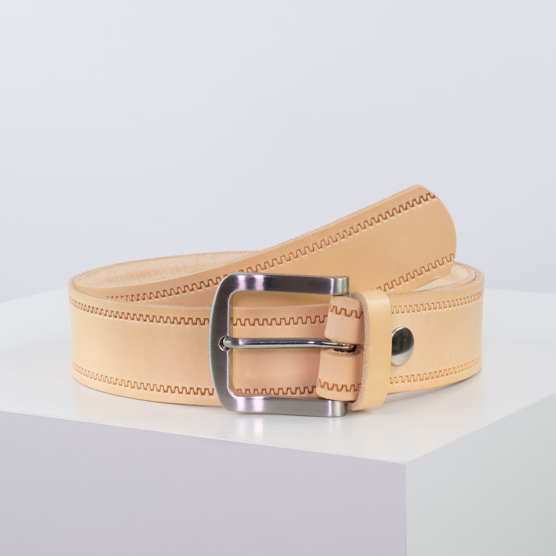 Ledergürtel 4cm mit Schnalle Tokyo natur Reißverschluss