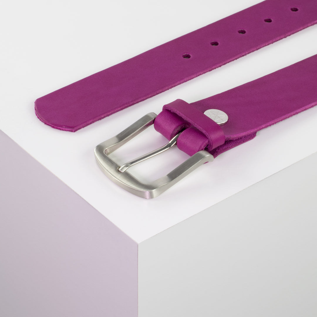 Ledergürtel 4cm mit Schnalle Tokyo pink ohne Muster
