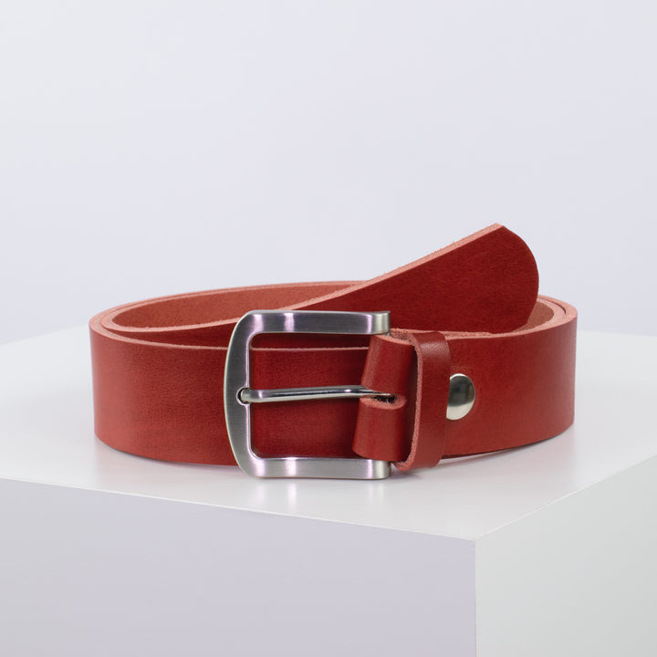 Ledergürtel 4cm mit Schnalle Tokyo rot ohne Muster
