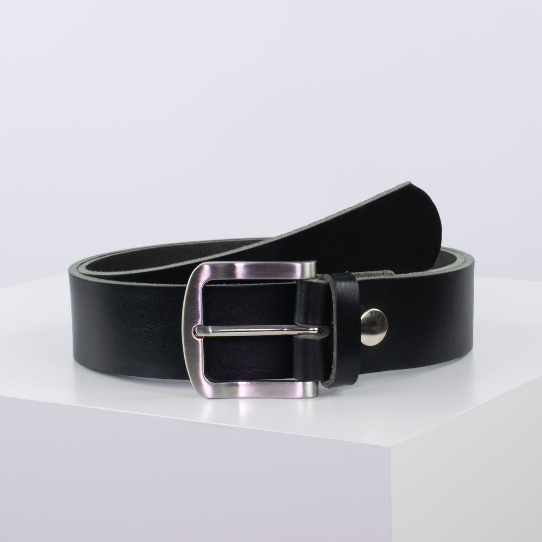Ledergürtel 4cm mit Schnalle Tokyo schwarz ohne Muster
