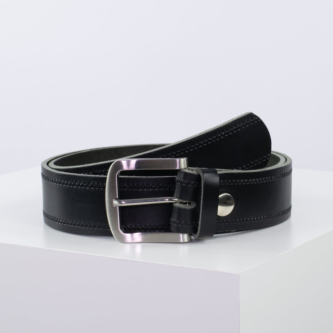 Ledergürtel 4cm mit Schnalle Tokyo schwarz Reißverschluss