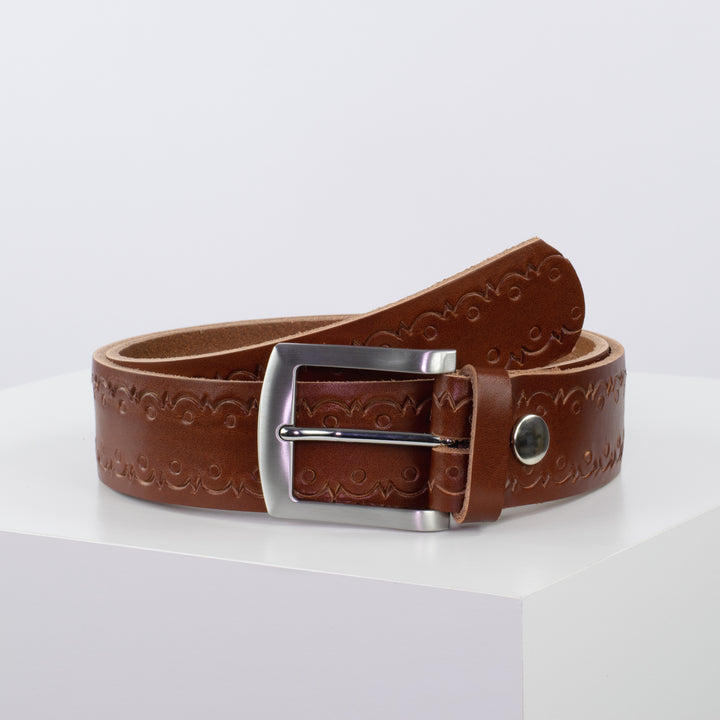 Ledergürtel 4cm mit Schnalle Bangkok cognac Lochwelle