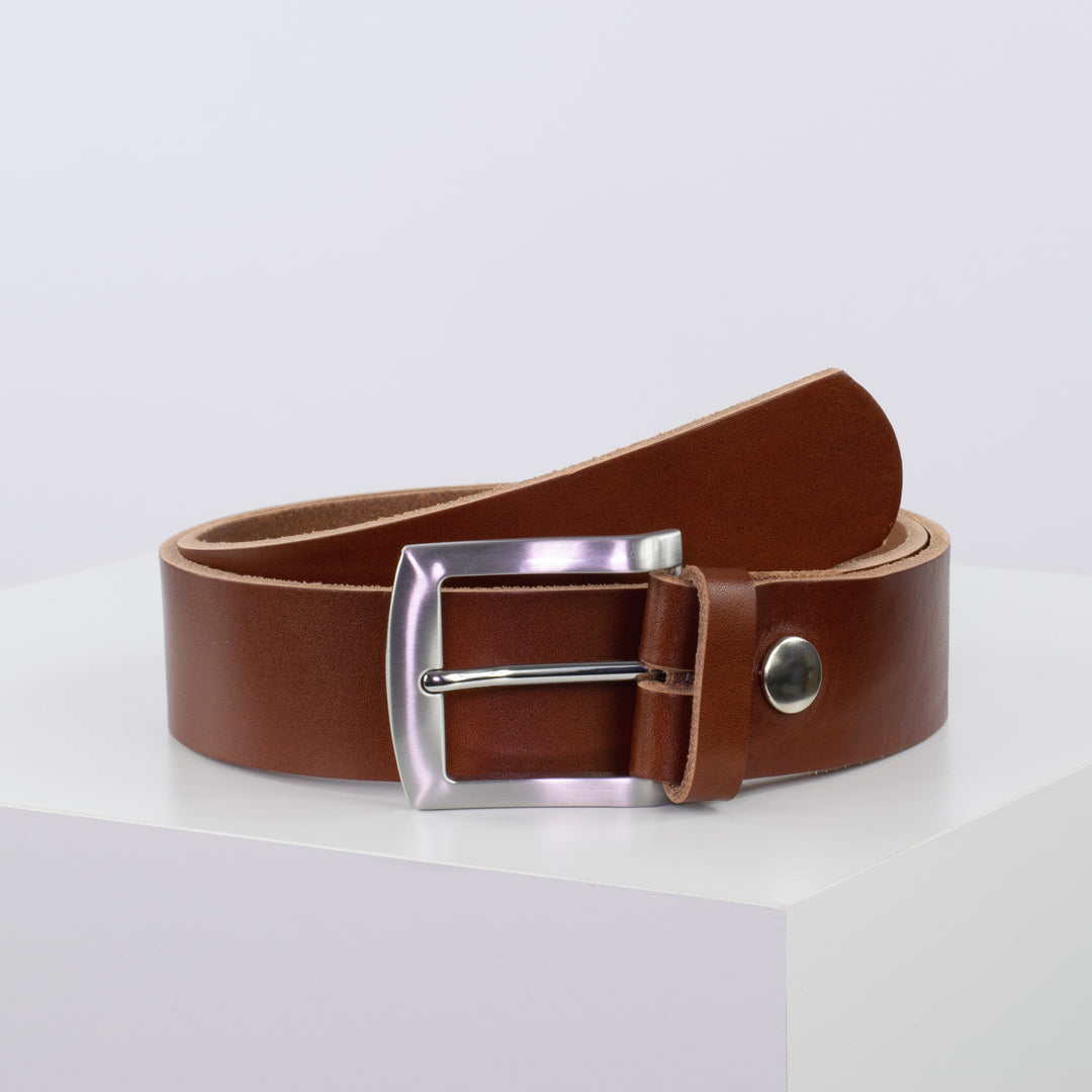 Ledergürtel 4cm mit Schnalle Bangkok cognac ohne Muster