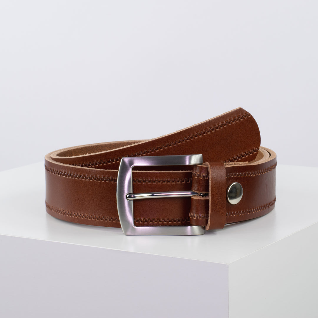 Ledergürtel 4cm mit Schnalle Bangkok cognac Reißverschluss