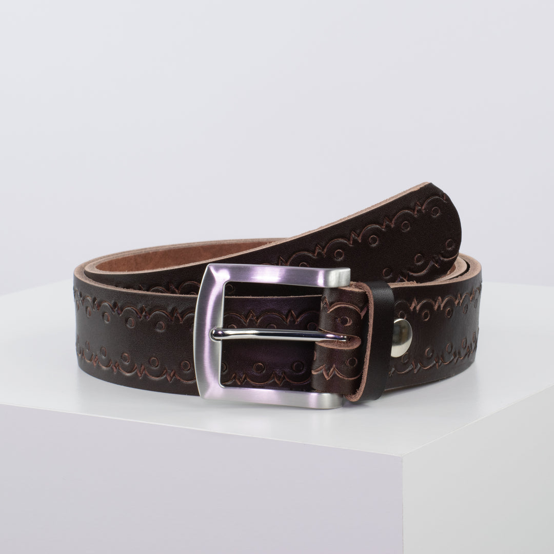 Ledergürtel 4cm mit Schnalle Bangkok dunkelbraun Lochwelle