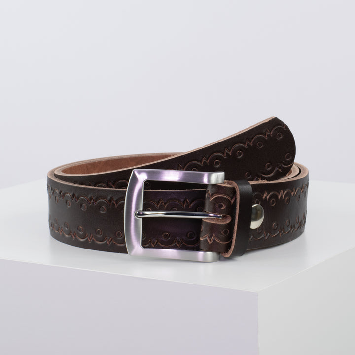 Ledergürtel 4cm mit Schnalle Bangkok dunkelbraun Lochwelle