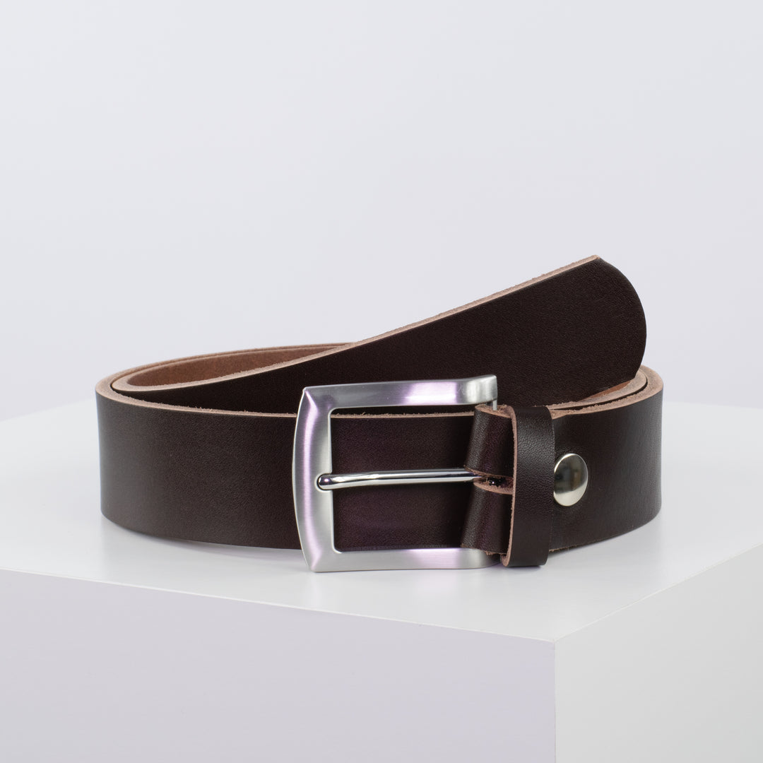 Ledergürtel 4cm mit Schnalle Bangkok dunkelbraun ohne Muster