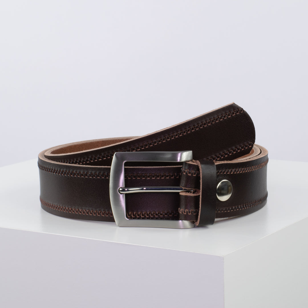 Ledergürtel 4cm mit Schnalle Bangkok dunkelbraun Reißverschluss