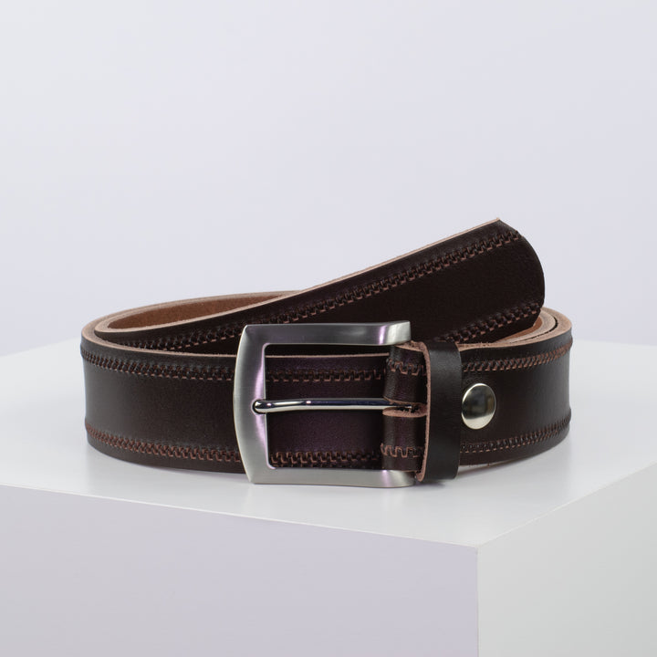 Ledergürtel 4cm mit Schnalle Bangkok dunkelbraun Reißverschluss