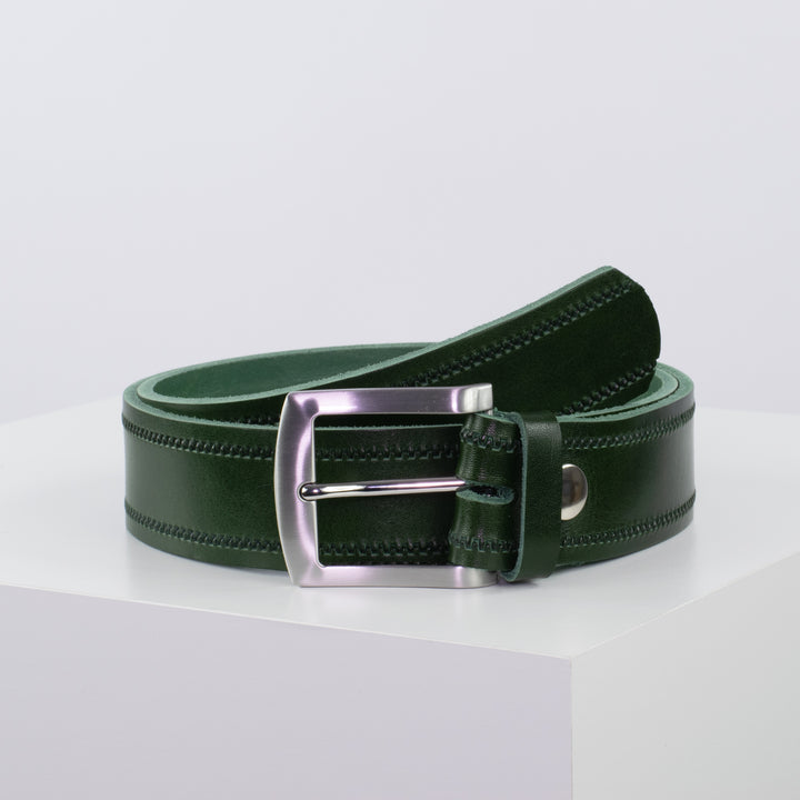 Ledergürtel 4cm mit Schnalle Bangkok grün Reißverschluss