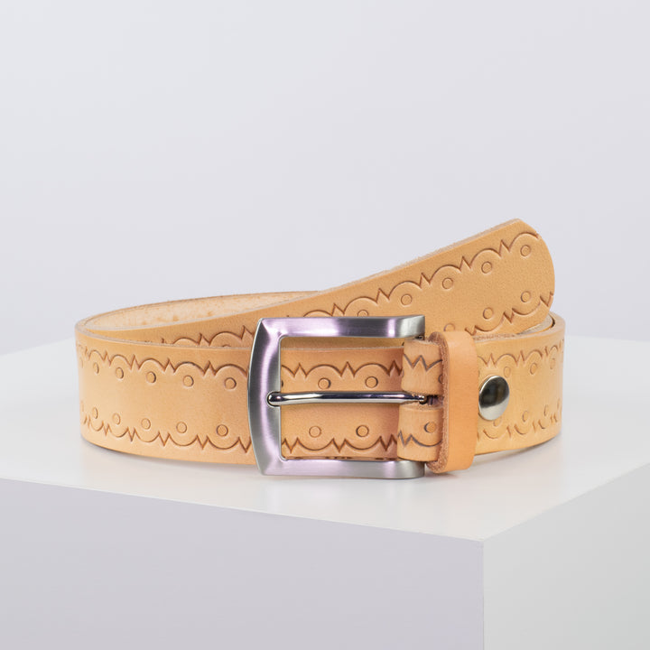 Ledergürtel 4cm mit Schnalle Bangkok natur Lochwelle