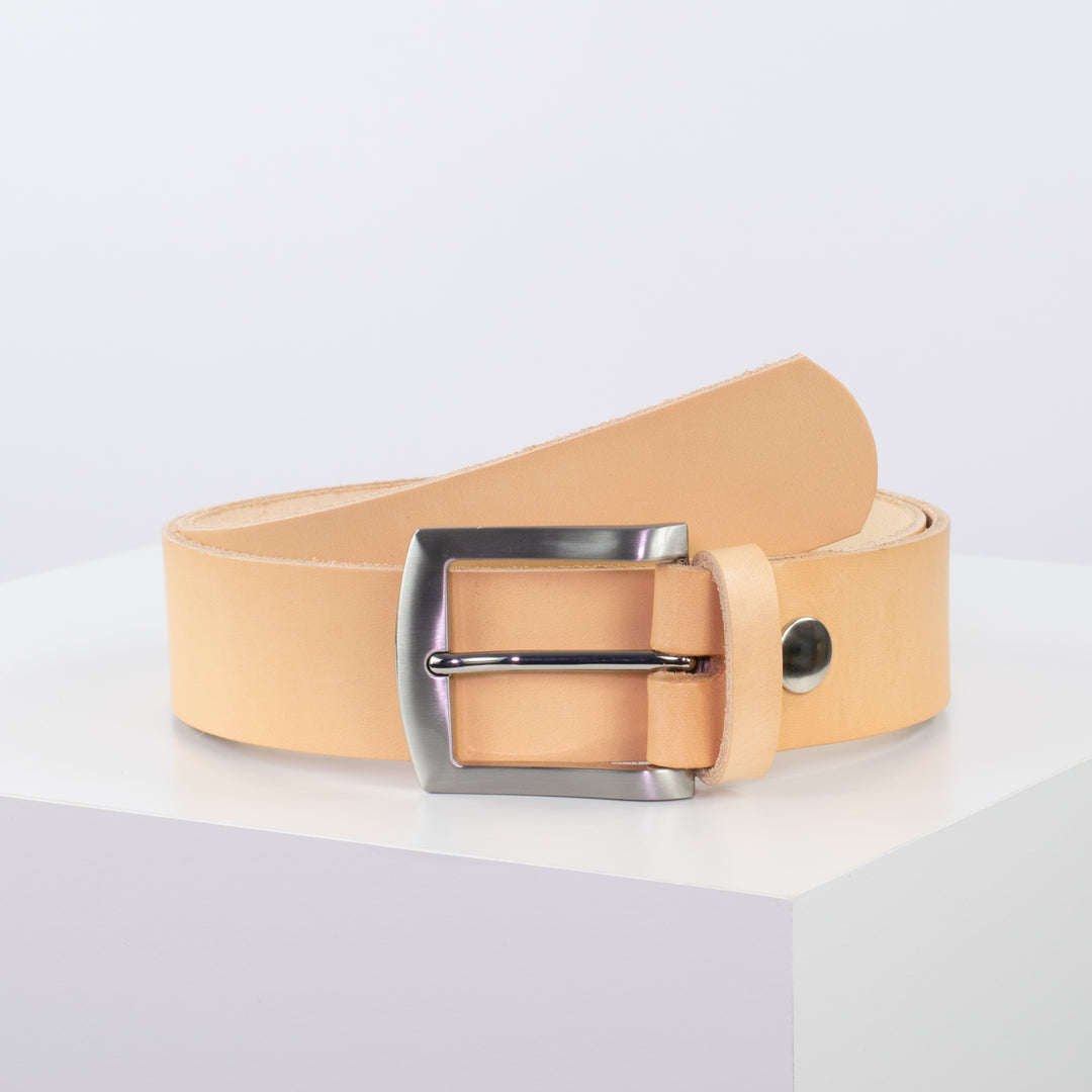 Ledergürtel 4cm mit Schnalle Bangkok natur ohne Muster