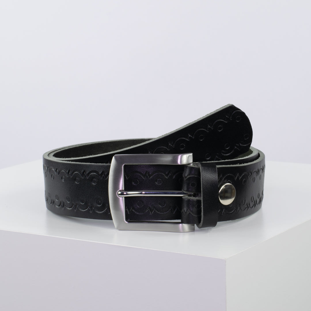 Ledergürtel 4cm mit Schnalle Bangkok schwarz Lochwelle