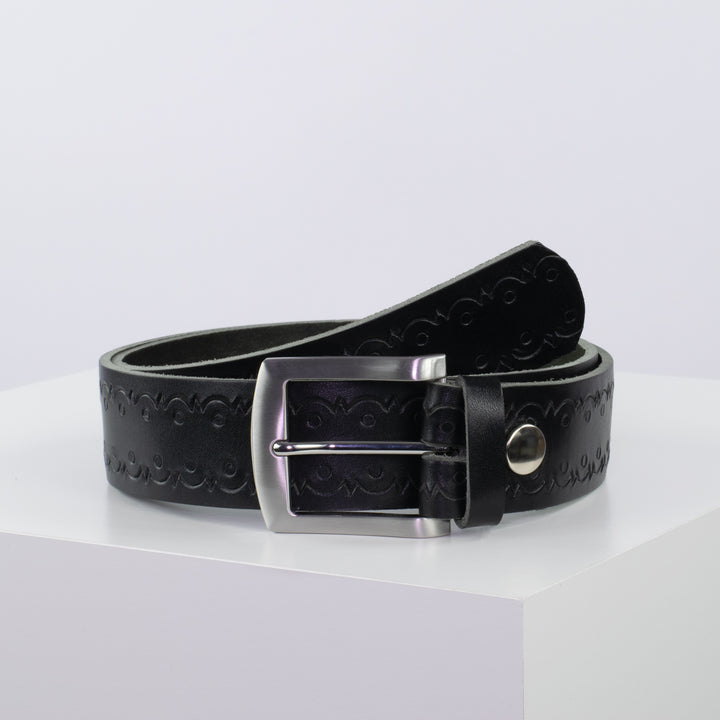 Ledergürtel 4cm mit Schnalle Bangkok schwarz Lochwelle