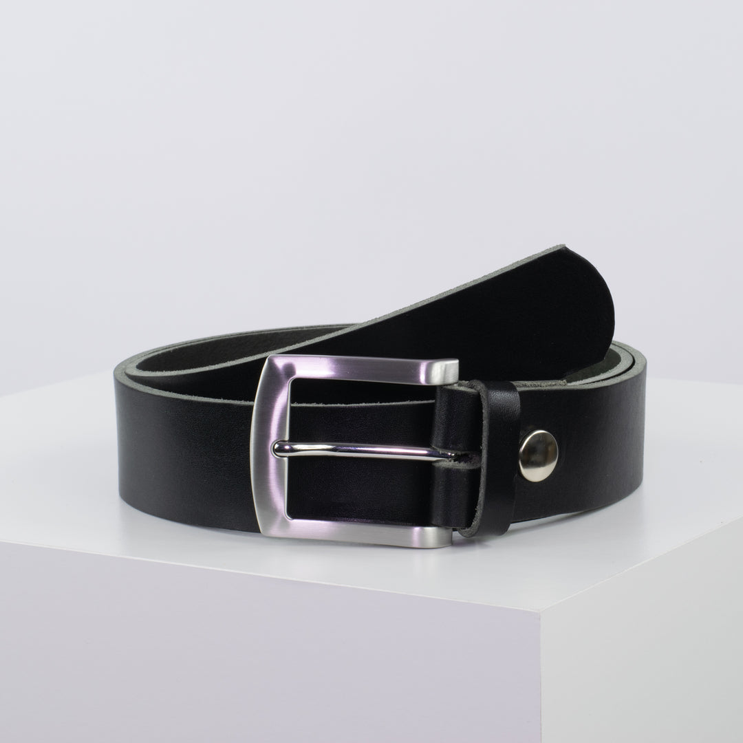 Ledergürtel 4cm mit Schnalle Bangkok schwarz ohne Muster