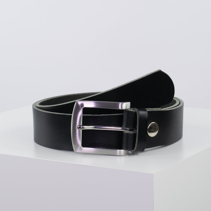 Ledergürtel 4cm mit Schnalle Bangkok schwarz ohne Muster