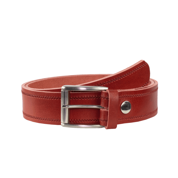 Ledergürtel 4cm mit Schnalle Amsterdam silber glänzend rot Reißverschluss