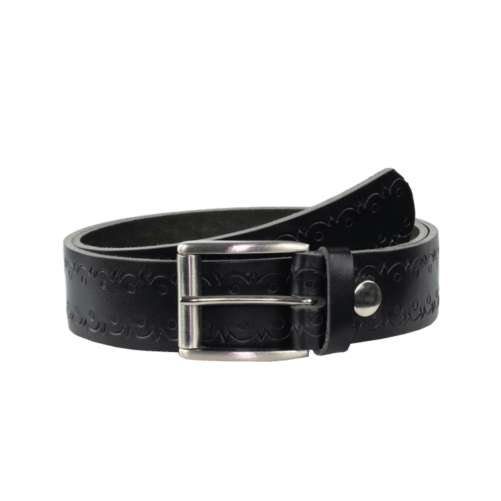 Ledergürtel 4cm mit Schnalle Amsterdam silber glänzend schwarz Lochwelle