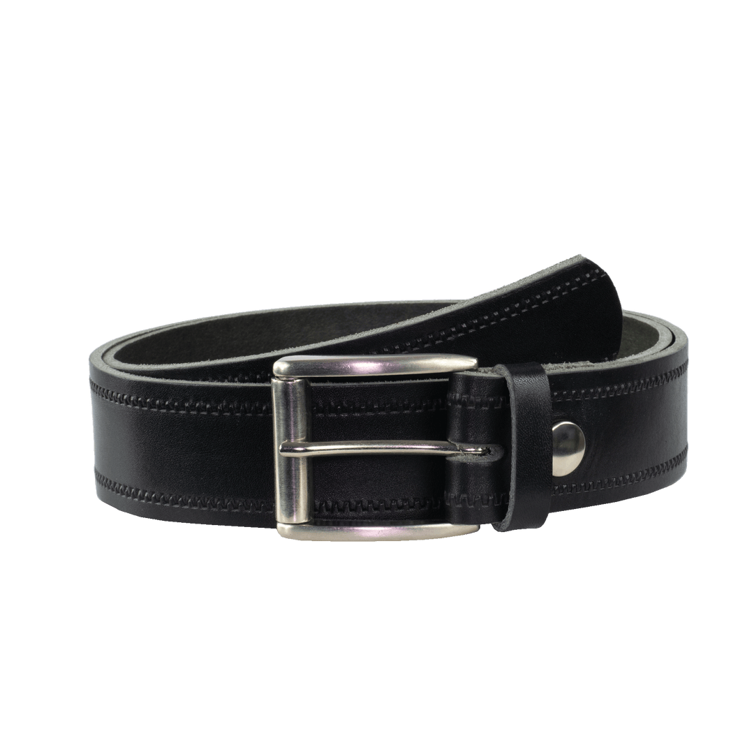 Ledergürtel 4cm mit Schnalle Amsterdam silber glänzend schwarz Reißverschluss