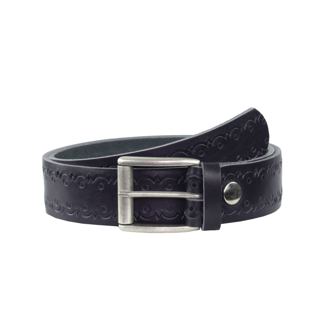 Ledergürtel 4cm mit Schnalle Amsterdam silber matt navi Lochwelle