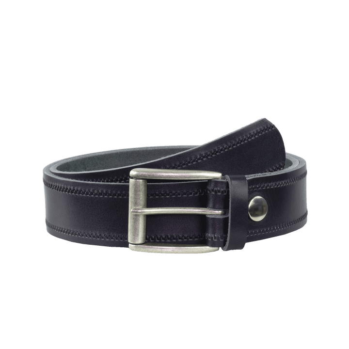 Ledergürtel 4cm mit Schnalle Amsterdam silber matt navi Reißverschluss
