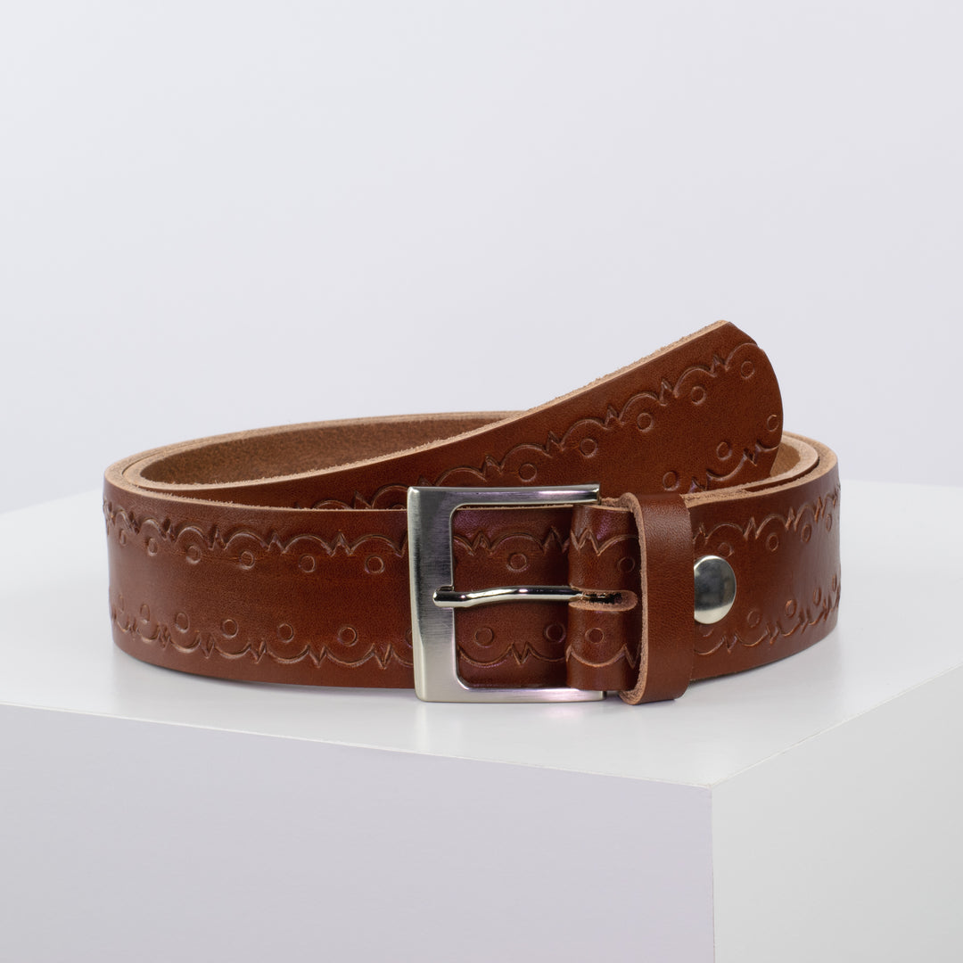 Ledergürtel 4cm mit Schnalle Copenhagen cognac Lochwelle