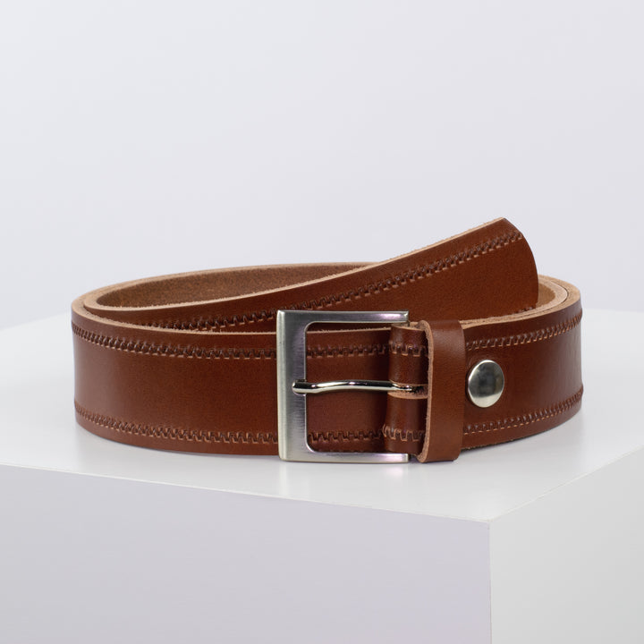 Ledergürtel 4cm mit Schnalle Copenhagen cognac Reißverschluss