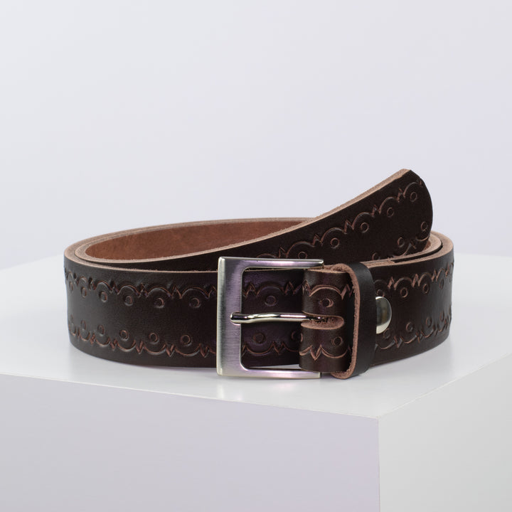 Ledergürtel 4cm mit Schnalle Copenhagen dunkelbraun Lochwelle