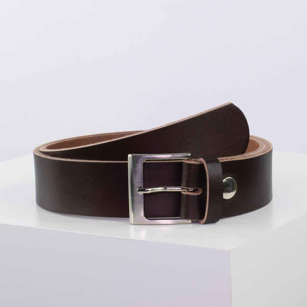 Ledergürtel 4cm mit Schnalle Copenhagen dunkelbraun ohne Muster