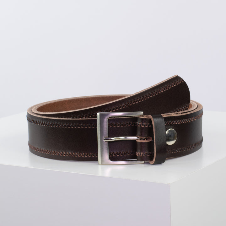 Ledergürtel 4cm mit Schnalle Copenhagen dunkelbraun Reißverschluss