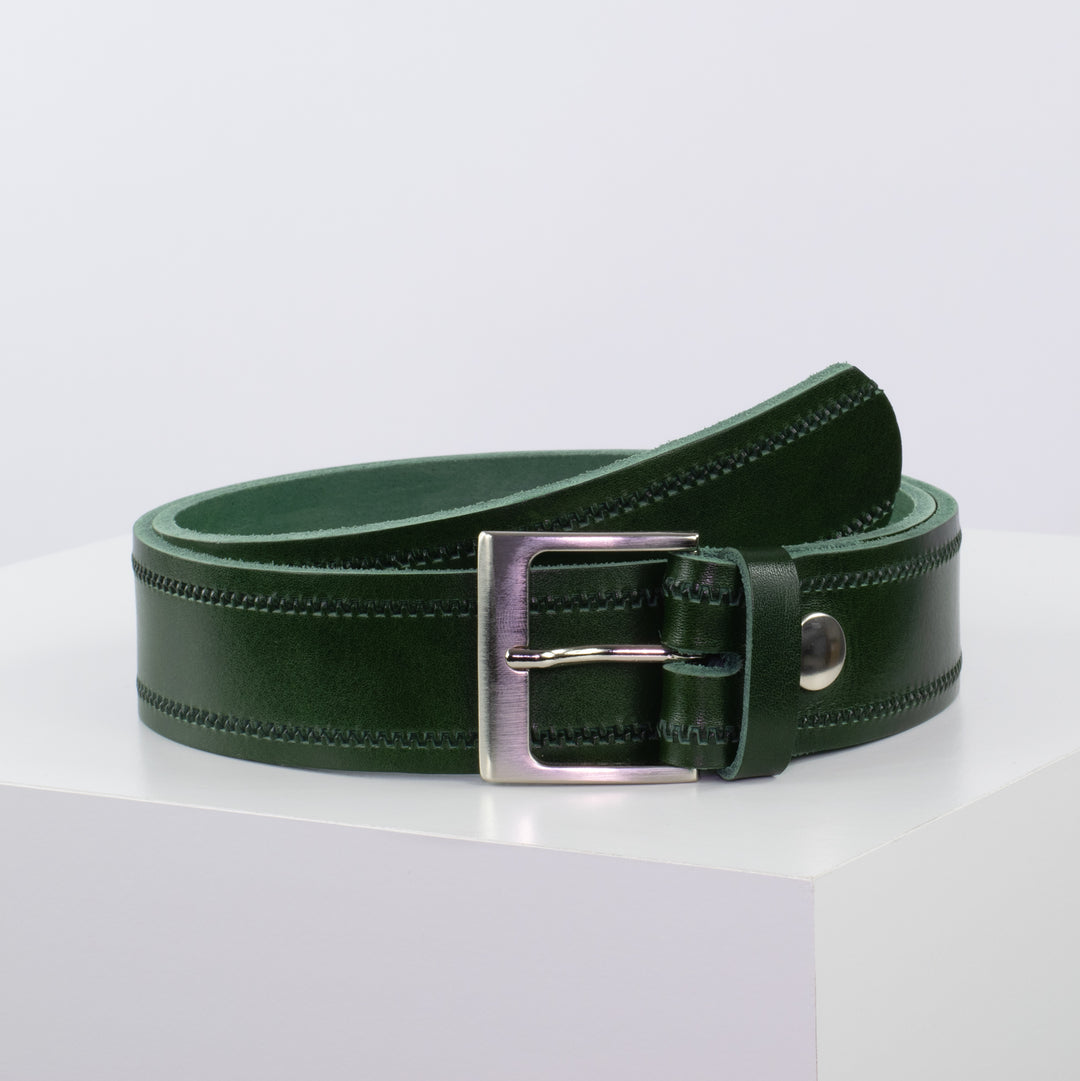 Ledergürtel 4cm mit Schnalle Copenhagen grün Reißverschluss