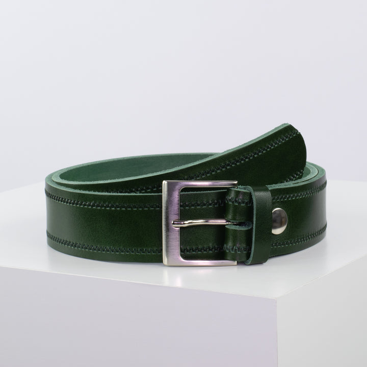 Ledergürtel 4cm mit Schnalle Copenhagen grün Reißverschluss