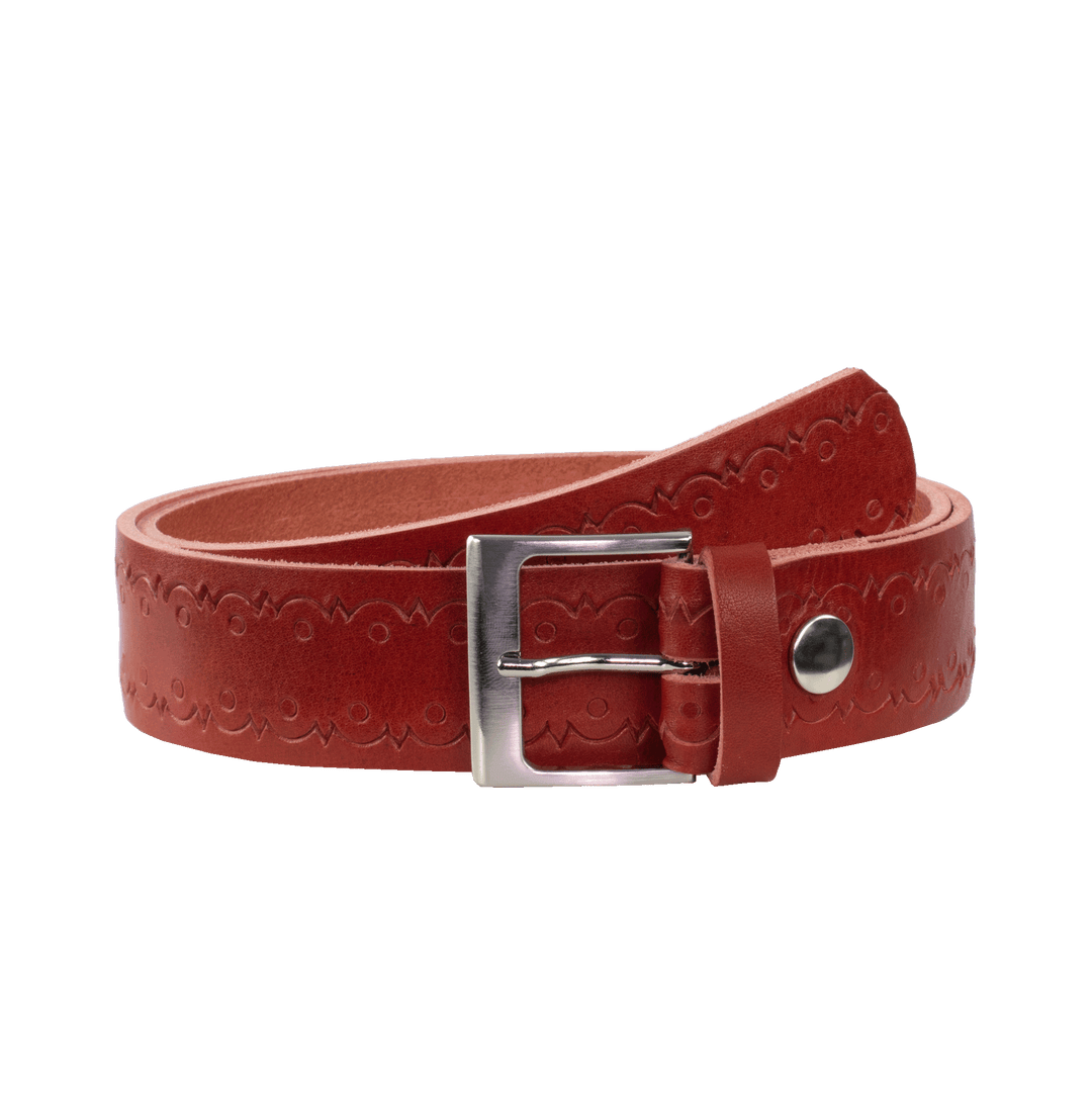Ledergürtel 4cm mit Schnalle Copenhagen rot Lochwelle