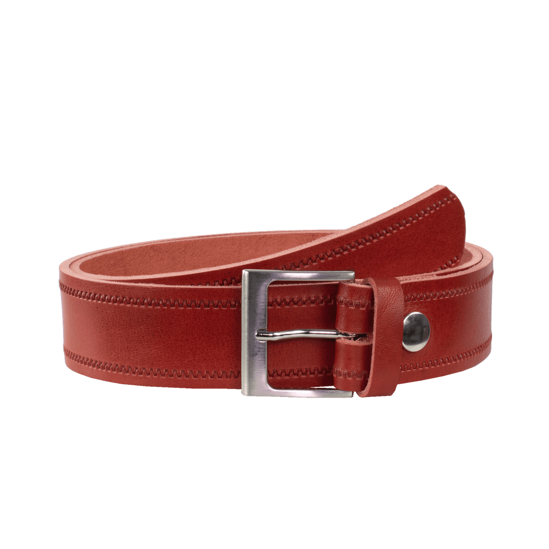 Ledergürtel 4cm mit Schnalle Copenhagen rot Reißverschluss