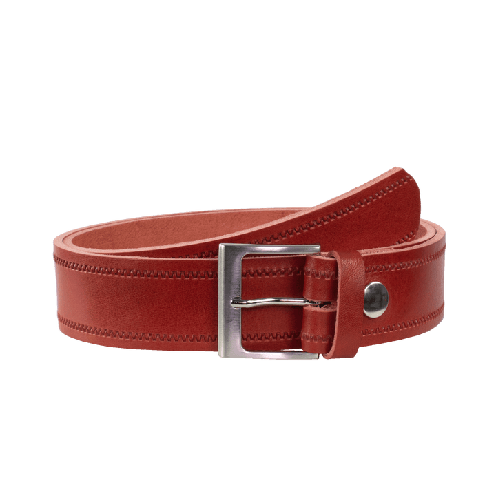 Ledergürtel 4cm mit Schnalle Copenhagen rot Reißverschluss