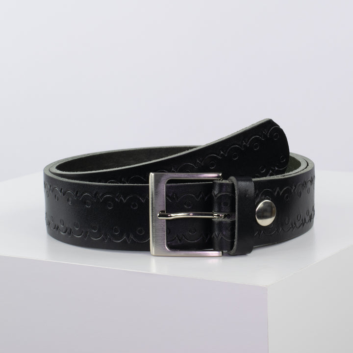 Ledergürtel 4cm mit Schnalle Copenhagen schwarz Lochwelle