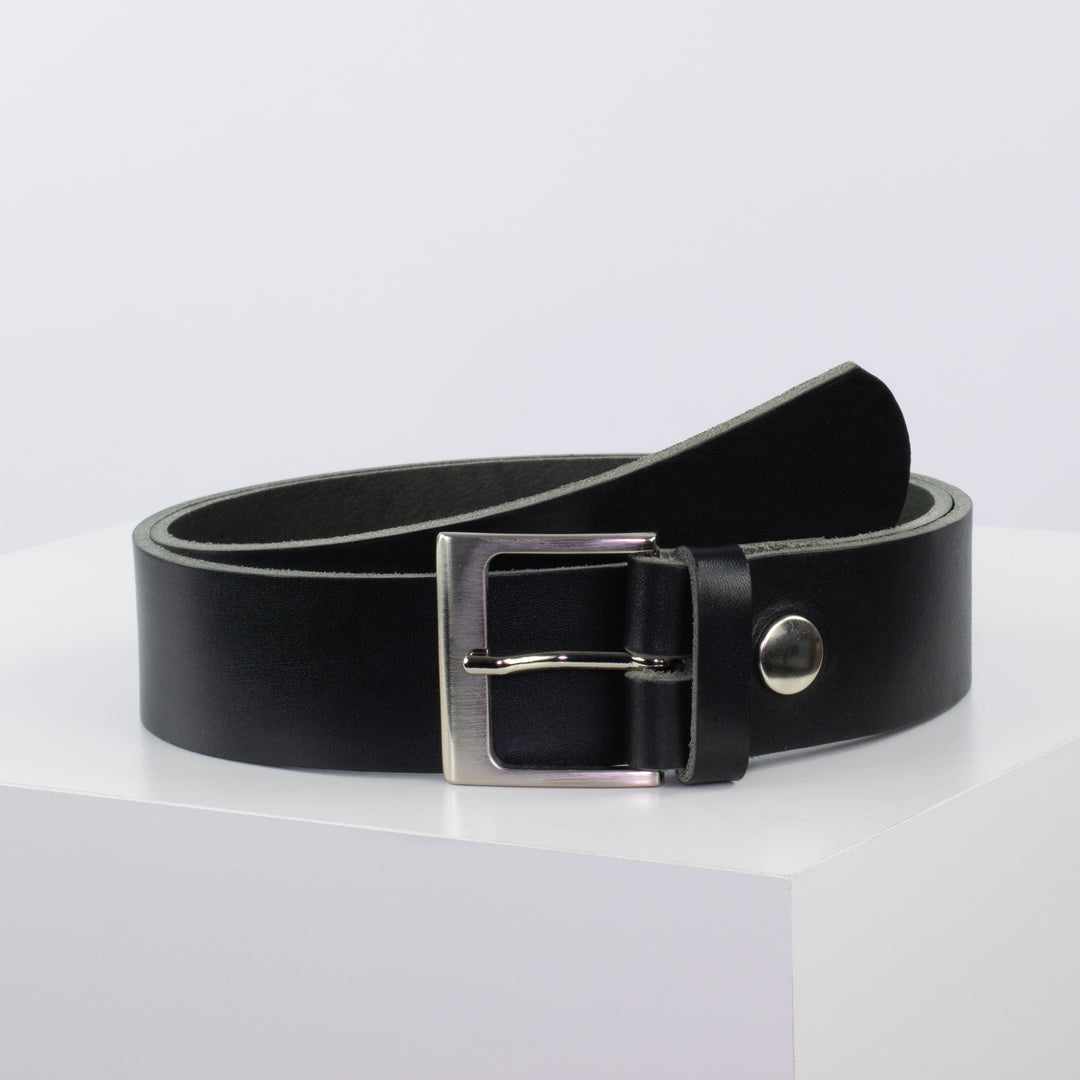 Ledergürtel 4cm mit Schnalle Copenhagen schwarz ohne Muster