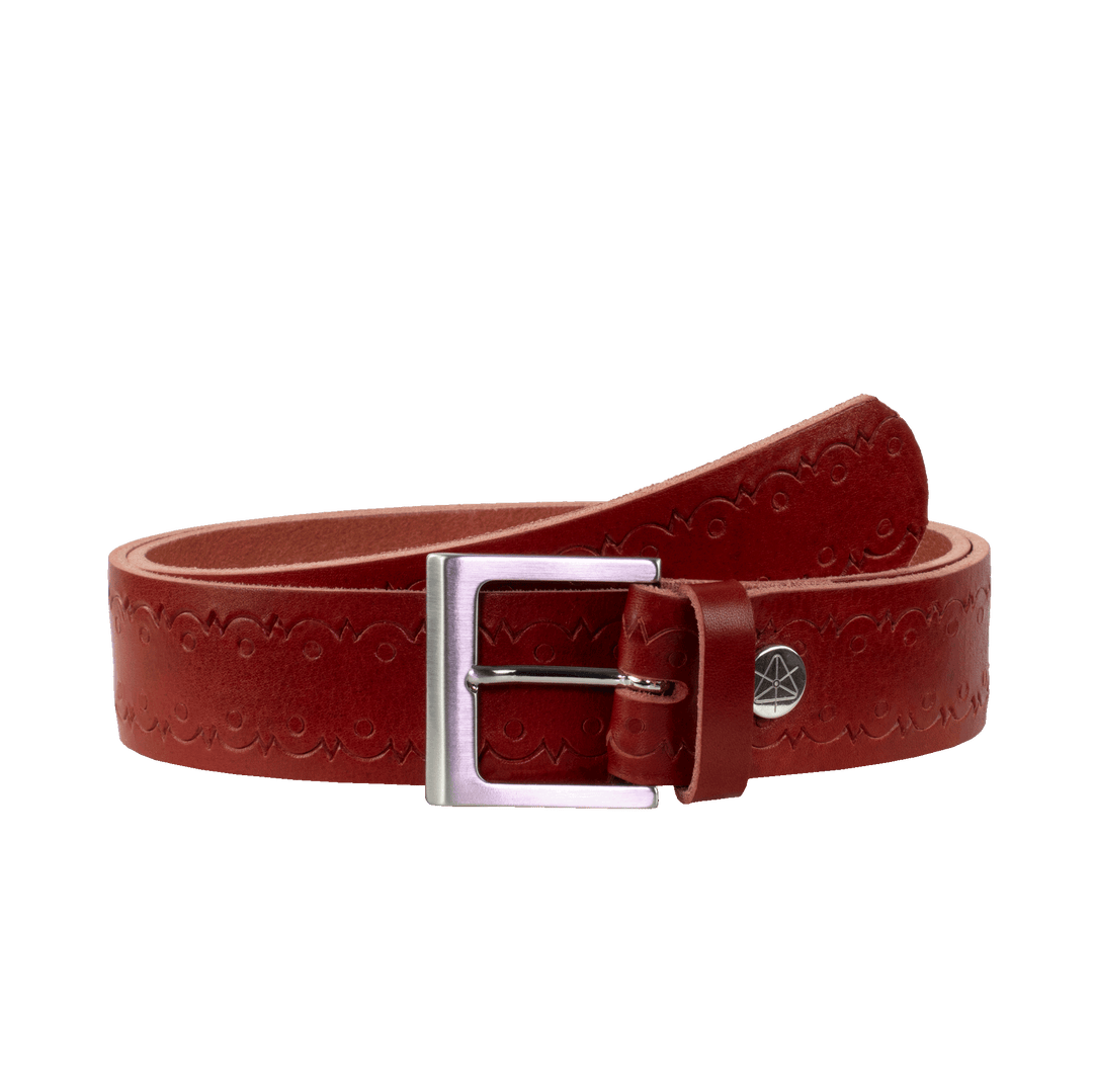 Ledergürtel 4cm mit Schnalle Graz silber glänzend rot Lochwelle